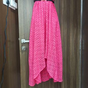 Pink Lace Asymmetric Dress