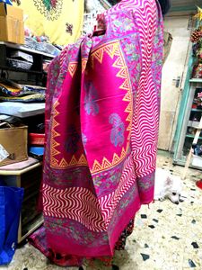 Pink Floral soft silk saree