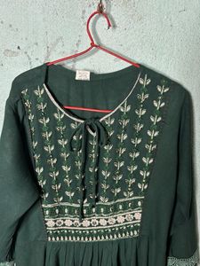 Embroidered Green Maxi Dress