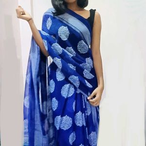 Vibrant Blue Saree 🐋