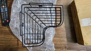 Corner Rack Shelf Steel Iron Coated Black
