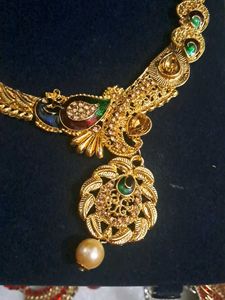 Golden Peaceful Beautiful Necklace And Earrings