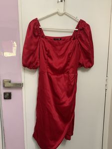 red square neck dress