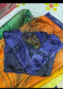Orange Peacock Saree