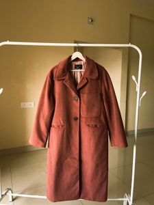 Rust Wool Blend Trench Coat