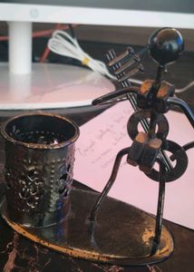 Iron Musician Playing Bass Guitar Pen Stand Showpi