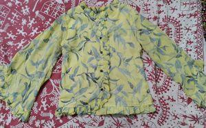Yellow Colour Flower Print Top