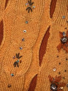 Embellished Turtleneck Orange Sweater