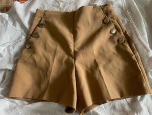 Zara Tan Button Shorts