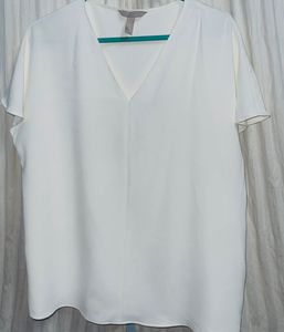 H&amp;M Women White Solid V-Neck Blouse