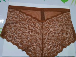 (800)Stylish Rust Brown Lace Hipster Underwear