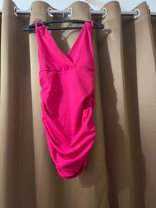 Hot Pink Ruched Mini Dress
