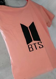 BTS Logo Peach Pink Crop Top – K-Pop Fan Tee