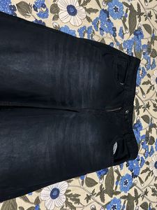 Black blue combination Wide Leg Denim Jeans