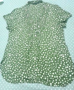 Olive Polka Dot Top