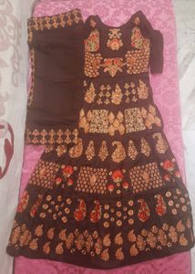 Brown Orange Women Party Wear Gown/Dress