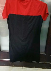 Color Block Fitted T-Shirt Dress - L Size