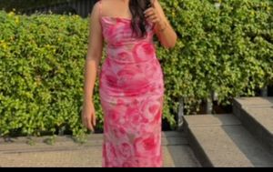 Floral Pink Midi Slip Dress