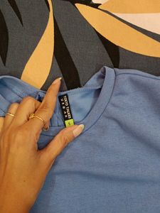 Blue Tie-Waist Crop Top