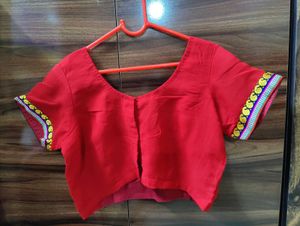 Embroidered Red &amp; Teal Saree