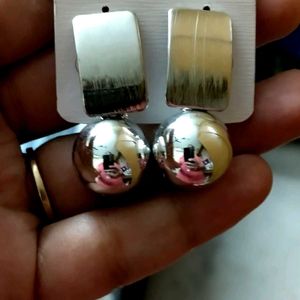Silver Tone Geometric Earrings