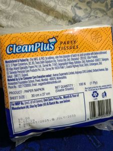 CleanPlus Party Tissues - 100 Napkins