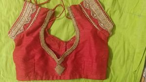 Pink &amp; Gold Embellished Saree