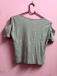 Gray Cold Shoulder Tee