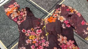 Floral Print Purple Kurta Set