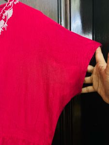 Red Embroidered Top
