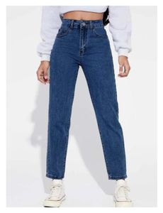 Dark Blue High Waist Mom Fit Denim