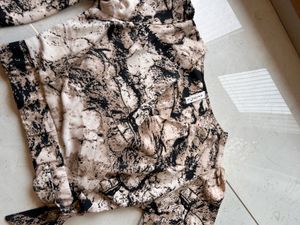 Patterned Tie-Front Blouse