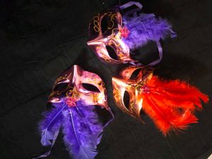 Feathered Masquerade Masks - Set of 3