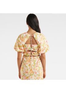 Forever New Tatiana Tie Back LinenCrop Top