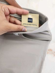 grey cotton mid waist trouser