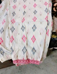 Embroidered Neck And Long Kurti