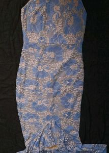 Corded Lace Fishtail High Neck Dress