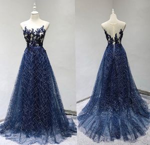 Navy Blue Banquet Evening Dress
