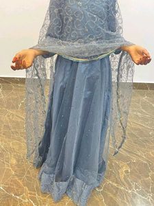 Elegant Grey Anarkali Dress with Dupatta