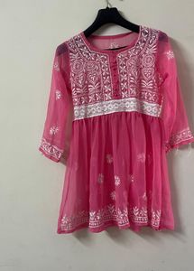 Pink Embroidered Kurta