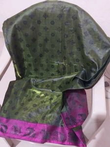 Green & Pink Patterned Sari