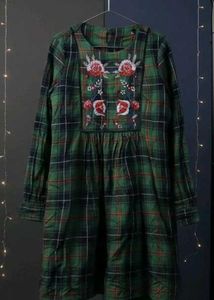 Plaid Embroidered Dress
