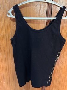 Black Tank Top w/ Gold Leopard
