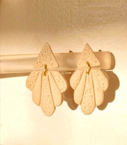 Beige Earrings Set Of 2