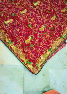 Red &amp; Gold Embroidered Sari