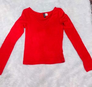 ✅H&M XS size Red Long Sleeve Top✅