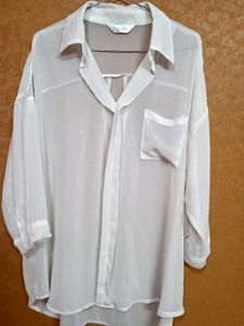 Sheer White Oversized Blouse