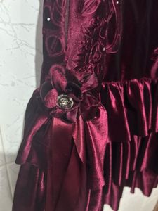 Maroon velvet like dress