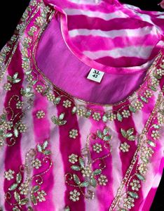 party wear Pink lehariya Ethnic Gown
