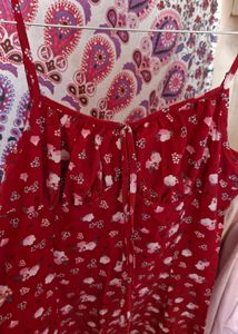 Red Floral Sleeveless Dress